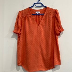 Anthropology Current Air Los Angeles Orange V Neck Blouse/ Top size S